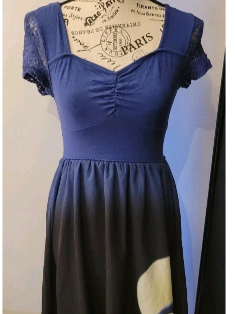 Disney The Nightmare Before Christmas Blue & Black Midi Dress w Lace Sleeves